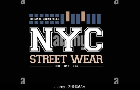 New york ville Street Wear urbain t-shirt monogramme texte modèle vectoriel Illustration de Vecteur