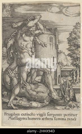 Hercules tuant le Dragon Ladon, des travaux d'Hercules 1550 Heinrich Aldégraver Allemand.Hercules tuant le Dragon Ladon, des travaux d'Hercules 428428 Banque D'Images