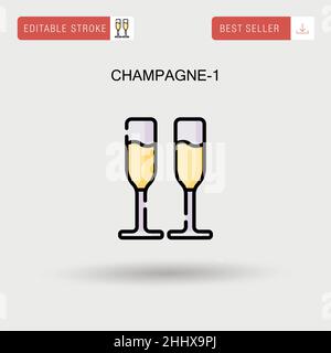 Icône vecteur simple Champagne-1. Illustration de Vecteur