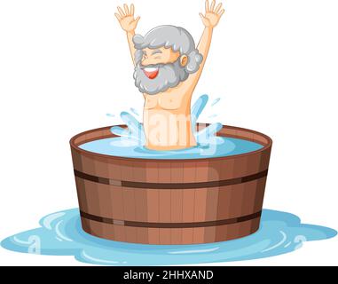 Bonne illustration d'Archimedes dans le bain Illustration de Vecteur