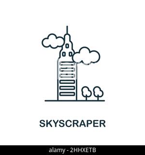 Icône gratte-ciel.Élément de la collection Big City LIFE.Signe d'icône Skyscraper linéaire pour la conception de sites Web, les infographies et plus encore. Illustration de Vecteur