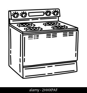 Gamme électrique partie de l'électronique pour la cuisine et le lave-linge dessin main icône Set Vector. Illustration de Vecteur