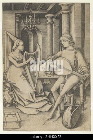 Luth Player et harpiste, de scènes de la vie quotidienne n.d.Israël van Meckenem allemand.Luth Player et harpiste, de Scenes of Daily Life 336177 Banque D'Images