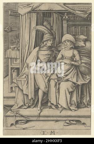 Couple assis sur un lit, de scènes de la vie quotidienne n.d.Israël van Meckenem allemand.Couple assis sur un lit, de scènes de la vie quotidienne 336184 Banque D'Images