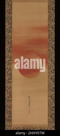 Soleil levant deuxième moitié du 19th siècle Shibata Zeshin Japonais dans la tradition de peinture de paysage japonais, un orbe rouge vif représente le soleil levant, en particulier du nouvel an.Un tel défilement aurait été adapté à une alcôve d'affichage (tokonome) au printemps.Zeshin est connu pour avoir créé plusieurs compositions sur ce thème.Lever le soleil 57195 Banque D'Images