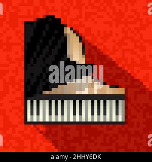 Pixel art grand piano icône, illustration vectorielle Illustration de Vecteur