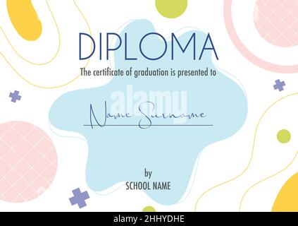 Modèle de concept de certificat de diplôme, avec illustrations de fond abstraites. Vector Illustration de Vecteur