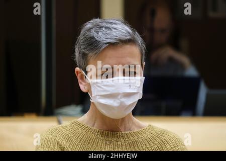 Bruxelles, Belgique.26th janvier 2022.Margrethe Vestager, commissaire de l'UE, au début de la réunion du Collège des commissaires à la Commission européenne à Bruxelles, Belgique, le 26 janvier 2022.Crédit: ALEXANDROS MICHAILIDIS/Alamy Live News Banque D'Images