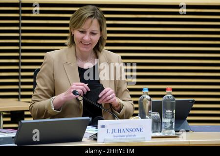 Bruxelles, Belgique.26th janvier 2022.Ilze Juhansone Secrétaire général de la Commission européenne lors de la réunion du Collège des commissaires à Bruxelles, Belgique, le 26 janvier 2022.Crédit: ALEXANDROS MICHAILIDIS/Alamy Live News Banque D'Images