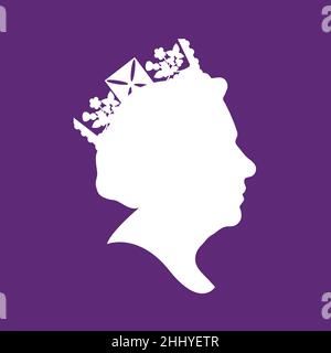 Silhouette latérale de la reine Elizabeth portant une couronne Illustration de Vecteur