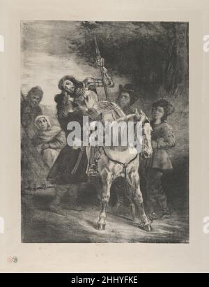 Les blessés Goetz pris par les Tsiganes 1836–43 Eugène Delacroix français basé sur une scène de la pièce de Goethe (publié en allemand en 1773;Et français en 1823) qui raconte l'histoire de la vie d'un chevalier allemand (1480-1562) qui a lutté pour regagner les privilèges des chevaliers libres, nullifié par l'empereur Maximilian I en 1495.Les blessés Goetz emmenés par les Gitans 337334 Banque D'Images