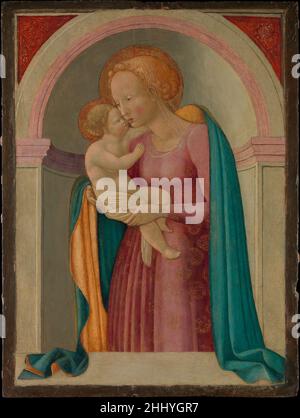 Madonna et Maître de l'enfant de l'Annonciation de Lanckoronski Italien l'auteur de cette image endommagée mais élégante dérive son nom d'une image dans le Musée des Beaux-Arts, San Francisco.Il a été fortement influencé par FRA Angelico, Domenico Veneziano, et le sculpteur Lorenzo Ghiberti.Madonna et l'enfant 437011 Banque D'Images