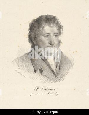 Portrait de F. Thomas 1798–99 [ou env.1820] Jean-Baptiste Isabey Français Jean-Baptiste Isabey (1767-1855) est un peintre et imprimeur français spécialisé dans les portraits et les miniatures.Il jouissait de la faveur officielle de l'époque de Louis XVI à Napolean IIIIsabey a étudié sous Jacques-Louis David (1748-1825) et a reçu l'une de ses premières commissions de portrait de Marie-Antoinette (1774-1792).Le peintre et graveur de genre Eugène Isabey (1804-86) était son fils et son élève.Portrait de F. Thomas 687952 Banque D'Images