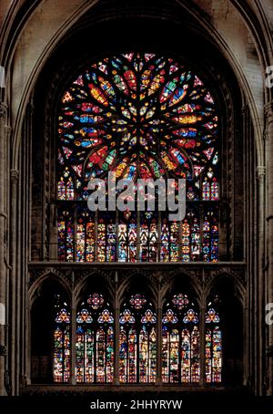 Amiens, Kathedrale notre Dame d’Amiens, Südrose Banque D'Images