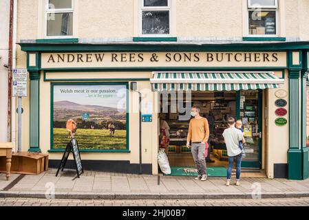 Andrew Rees & Sons Butchers Shop, Narberth, Pembrokeshire, pays de Galles, Royaume-Uni Banque D'Images