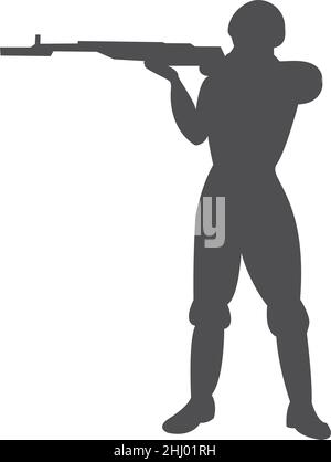 Homme visant la silhouette d'un fusil de chasse.Tireur à canon Illustration de Vecteur