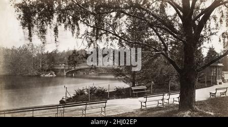 Photographie d'époque, fin du 19th siècle, vue de Central Park, New York, États-Unis Banque D'Images
