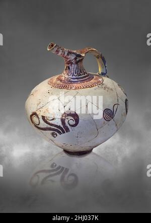 Poterie mycénienne - cruche en terre cuite avec motif marin, tombe de chambre B, 1450-1400 BC Nafplion Evangelistria.Musée archéologique de Nauplie.AG Banque D'Images