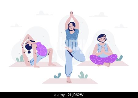 Illustration du scénario du kit de yoga pour la grossesse. Illustration de Vecteur