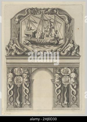 Arc triomphal, de 'Éloges et décours sur la triomphante conception du Roy en sa ville de Paris ...' par Jean-Baptiste de Machault 1629 Melchior Tavernier.Arc triomphal, de 'Éloges et décourage sur la triomphante conception du Roy en sa ville de Paris ...' par Jean-Baptiste de Machault 699955 Banque D'Images