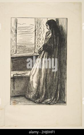 The Nun in 'Comte Burckhardt' (pour 'une fois par semaine,' 27 septembre 1862) 1862 après James McNeill Whistler American en 1862 Whistler a conçu quatre gravures de bois pour le périodique de Londres 'une fois par semaine'.Beaucoup de ses amis de pré-Raphaelite illustraient des poèmes et de courtes histoires en ce moment et la décennie s'est avérée être le début d'une nouvelle floraison de l'illustration britannique.Fondé en 1859, 'une fois par semaine' a soutenu le mouvement et a été connu comme un 'journal des jeunes hommes.'L'image de Whister répond à la ballade 'Burckhardt von Keller' qui indique un décompte ensorcelé puis consommé par un mag Banque D'Images