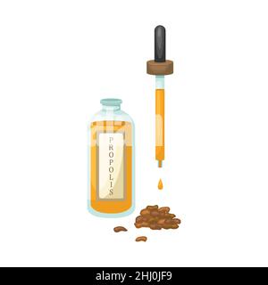 Illustration vectorielle d'une bouteille avec teinture de propolis.Additif biologiquement actif. Illustration de Vecteur