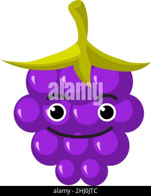 Kawaii Cute Cartoon, raisin les baies mûres. Vector illustration ...