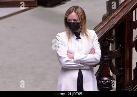 Rome, Italie.26th janvier 2022.Député italien Giorgia Meloni lors de la troisième session de vote du nouveau Président de la République italienne à la Chambre des députés en plénière.Rome (Italie), 26 janvier 2022Photo Pool Stefano Carofei Insidefoto Credit: Insidefoto srl/Alay Live News Banque D'Images