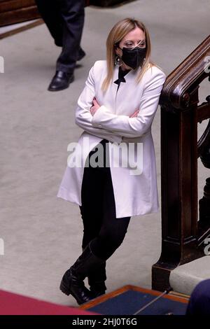 Rome, Italie.26th janvier 2022.Député italien Giorgia Meloni lors de la troisième session de vote du nouveau Président de la République italienne à la Chambre des députés en plénière.Rome (Italie), 26 janvier 2022Photo Pool Stefano Carofei Insidefoto Credit: Insidefoto srl/Alay Live News Banque D'Images