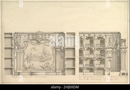 Élévation de Proscenium selon le nouveau design et vue latérale des boîtes ca.1750 atelier de Giuseppe Galli Bibiena Italien.Élévation du Proscenium selon la nouvelle conception et vue latérale des boîtes 344489 Banque D'Images