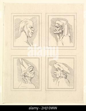 Quatre têtes (de Characatura par Leonardo da Vinci, de dessins par Wincelslaus Hollar, du Musée Portland) 1786 après Venceslaus Holar Bohemian.Quatre têtes (de Characatura par Leonardo da Vinci, de dessins par Wincelslaus Hollar, du Musée Portland) 411926 Banque D'Images