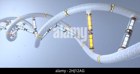 Brin d'ADN virtuel artificiel.3D illustration Banque D'Images