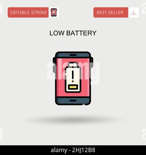 Icône de vecteur simple de batterie faible. Illustration de Vecteur