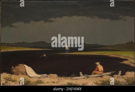 Approche de la tempête de tonnerre 1859 Martin Johnson Heade American Heade est devenu un bon ami du célèbre peintre paysagiste Frédéric Church (1826–1900), mais il a travaillé à la périphérie de l'école de la rivière Hudson.Il ne s'est pas spécialisé dans les sujets sauvages dramatiques, comme beaucoup de l'école, mais a préféré plus prosaïque des marais et des milieux côtiers.Même lorsqu'il peint des tempêtes, comme ici, il ne dépeint pas la véritable tempête, mais son préambule tendu de ciel noircissant et de terrain illuminé érieusement.Cette peinture était basée sur un croquis d'une tempête imminente dont Heade a été témoin sur Narra, au Rhode Island Banque D'Images