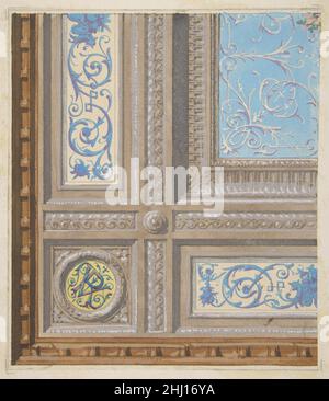 Design pour la décoration peinte d'un plafond à cercueil avec initiales : VR 1830–97 Jules-Edmond-Charles Lachaise French.Design pour la décoration peinte d'un plafond à cercueil avec initiales : VR 384878 Banque D'Images