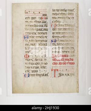 Manuscrit feuille avec initiale A, d'un Antiphonaire 15th siècle italien.Feuille manuscrite avec initiale A, d'un Antiphonaire 466774 Banque D'Images