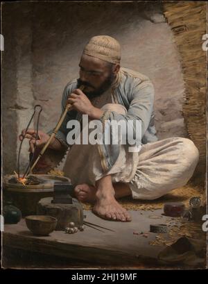 Le bijoutier arabe ca.1882 Charles Sprague Pearce né à Boston, Charles Sprague Pearce appartient à la génération d'artistes américains qui s'installent de plus en plus en France dans les années qui ont suivi la guerre civile.Comme celui de son célèbre professeur parisien, Leon Bonnat, Pearce a exploré une gamme de sujets tout au long de sa carrière réussie d'expatrié.Une excursion de quatre mois le long du Nil au début de 1870s a conduit à un intérêt particulier pour les thèmes « exotiques », ou orientalistes, tels que cette représentation ambitieuse d'un artisan indigène.Le juif arabe 11744 Banque D'Images