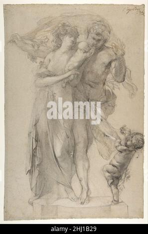 L'âge d'or 1871–78 Auguste Rodin Français bien que Rodin ait rarement fait des dessins avec ce niveau de finition en préparation de ses projets sculpturaux, la mise en scène du groupe figural sur une plate-forme de type piédestal suggère une relation étroite avec la sculpture.Il est de style similaire aux sculptures décoratives qu'il a réalisées en 1870s en travaillant dans les studios de Paris et de Bruxelles d'Albert-Ernest Carrier-Belleuse.Le titre se réfère au premier des âges successifs de l'humanité selon la mythologie grecque, un temps de jeunesse et d'harmonie en contraste avec l'âge violent du bronze, le sujet de R Banque D'Images