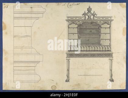 Cabinet, de Chippendale Drawing, vol. II 1754 Thomas Chippendale British dessin préparatoire pour le « gentleman and Cabinet Maker's Director » de Thomas Chippendale.Publié à l'envers comme plaque XCIV dans les éditions 1754 et 1755, renuméroté comme plaque CXXIV dans l'édition 1762.Cabinet, de Chippendale dessins, vol. II 390620 Banque D'Images