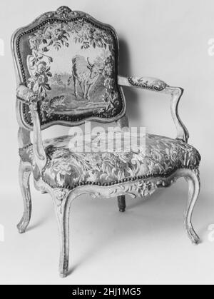 Fauteuil (partie d'un ensemble de neuf) milieu du 18th siècle tapisserie tissée à Aubusson.Fauteuil (partie d'un ensemble de neuf) 239171 Banque D'Images