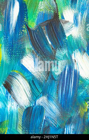 Peinture acrylique, bleu, blanc et vert Banque D'Images