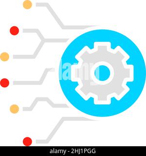 Équipement avec carte de circuit imprimé, icône de ligne blanche d'intelligence artificielle. Illustration de Vecteur