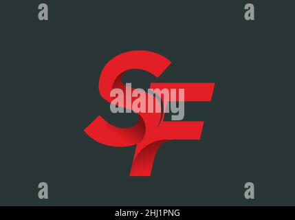 Couleur rouge de la lettre initiale SF Illustration de Vecteur