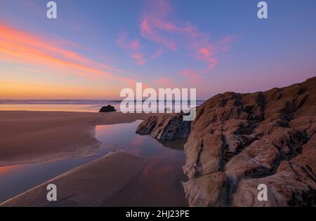 Sunrise Tregantle Beach Cornwall Banque D'Images