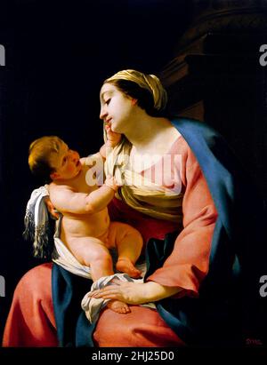 Madonna et l'enfant de Simon Vouet (1590-1649), huile sur toile, c.1639 Banque D'Images