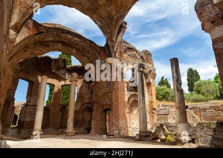 Les ruines de Villa Adriana dans le parc archéologique de la province de Rome, Latium Banque D'Images