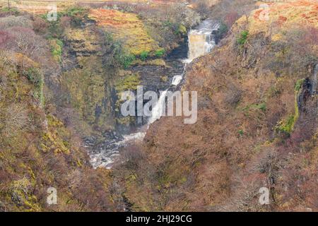 Paysage couvert près des chutes de Lealt à Highland, Écosse Banque D'Images