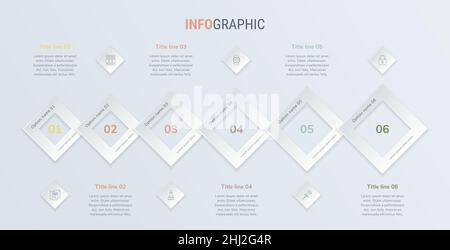 Modèle de création de chronogramme avec éléments carrés pour infographies vectorielles de couleurs vintage.Contenu, calendrier, calendrier, diagramme, flux de travail,affaires, infographi Illustration de Vecteur