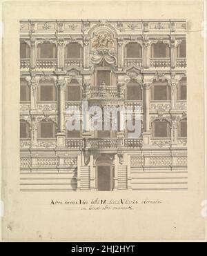 Vue sur un théâtre (Bayreuth): Élévation intérieure du théâtre montrant la boîte Royale 1696–1756 atelier de Giuseppe Galli Bibiena Italien.Vue sur un théâtre (Bayreuth): Élévation intérieure du théâtre montrant la Royal Box 340250 Banque D'Images