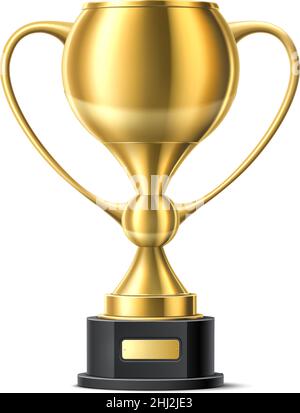 Coupe d'or.Prix réaliste avec étiquette vierge Illustration de Vecteur